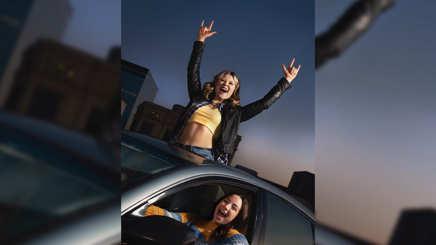 A promotional picture for "The Mad Ones" with performers Elise Heffner (top) and Lily Smith (bottom) driving around Columbia. "The Mad Ones" will be performed at Trustus Theatre every night from Feb. 24 to March 18 at 8 p.m., except for the performance on March 2, which will take place at 7 p.m.