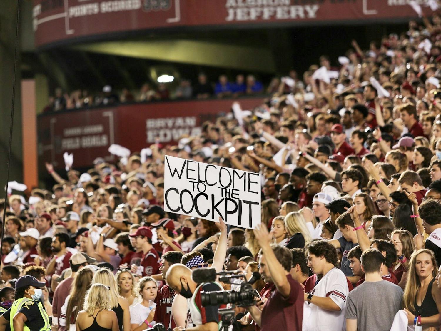 The Gamecock student section, is now called the “Cockpit”. The term was coined this year.