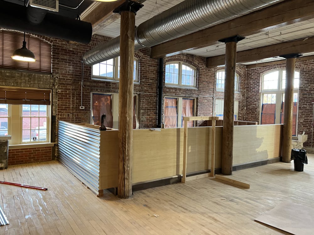 <p>Interior of the construction site for the main level of the farmstand on Nov. 23, 2022. This level of Day's Market will serve as the shop's coffee bar when the farmstand opens in 2023.</p>