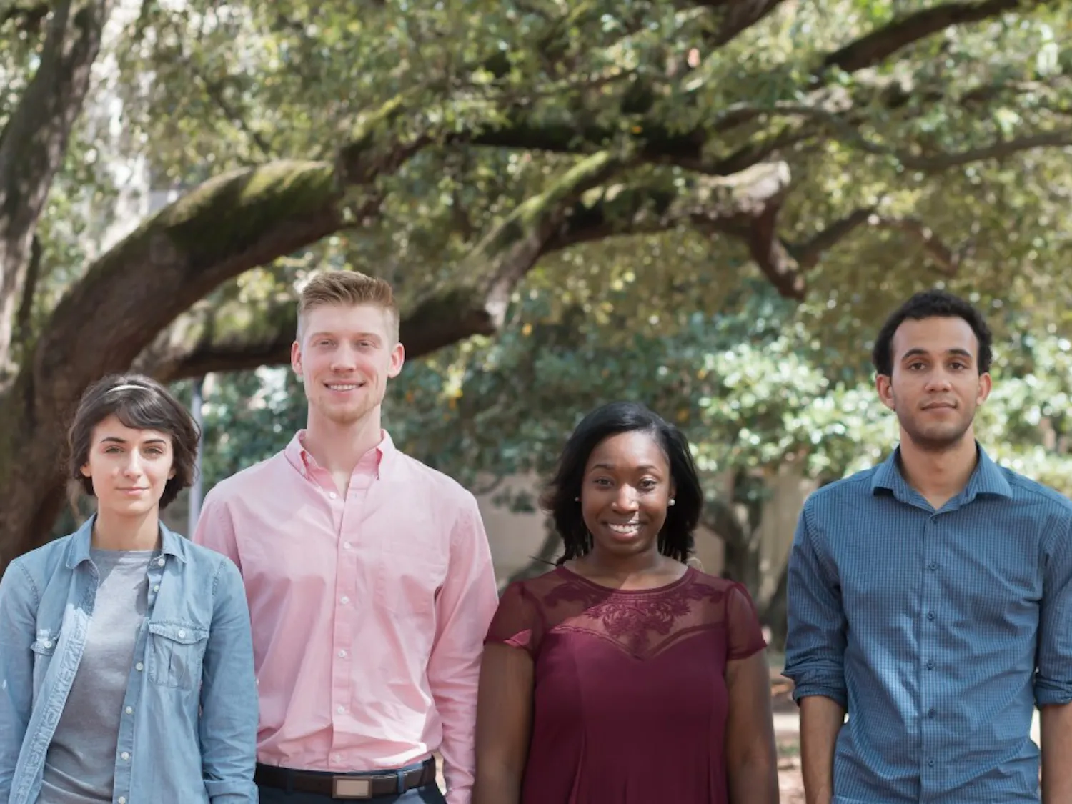 From right to left, NSF Graduate Research Fellows Dylan Madisetti, De’Aira Bryant and Brock Fletcher, and honorable mention Alicia LaMarche.