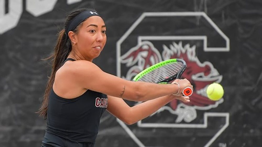 <p>&nbsp;Graduate student tennis player Mia Horvit during a match against University of Missouri. The Gamecocks won against Missouri.&nbsp;</p>