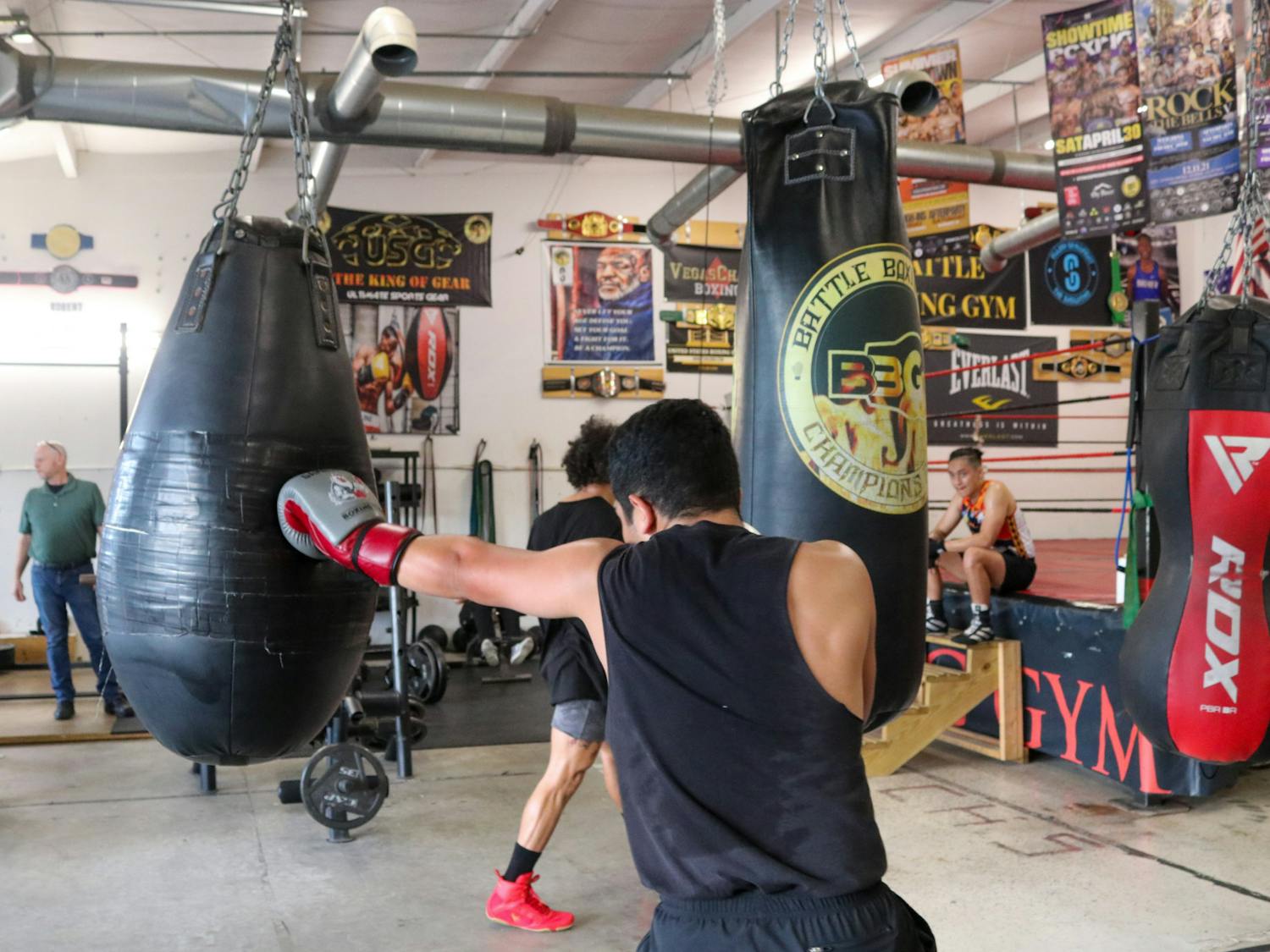 Gamecock Boxing Club member, Edgar Cardenas, punches the punching bag during a practice on Monday afternoon, Sept. 12, 2022, at Battle Boxing Gym to begin training for their upcoming season.