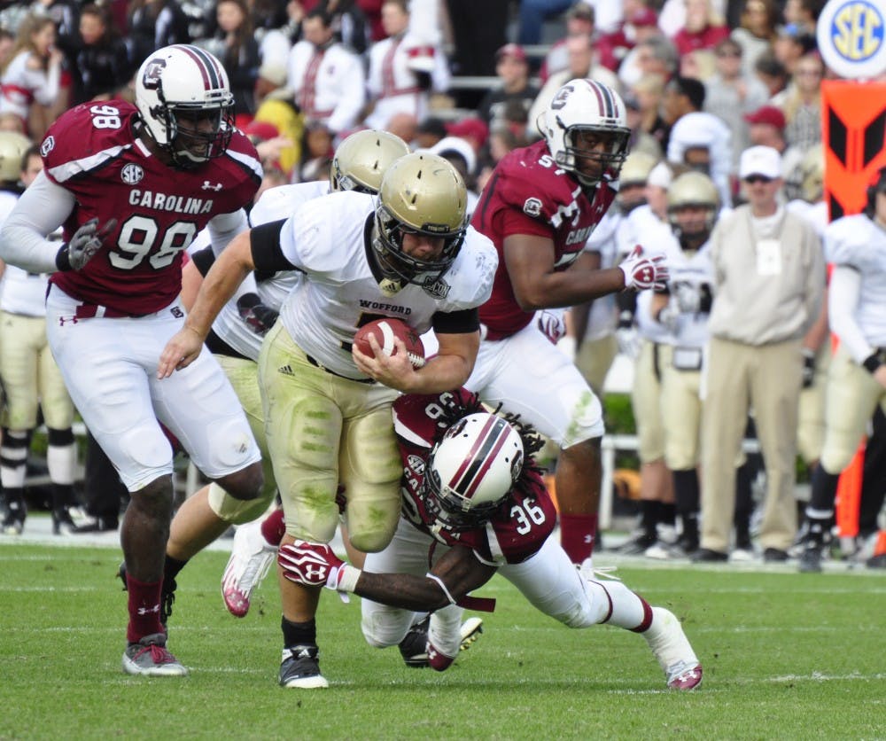 South Carolina senior free safety DJ Swearinger (36) had a forced fumble against Wofford College in the Gamecocks’ 24-7 win on Senior Day at home Saturday.