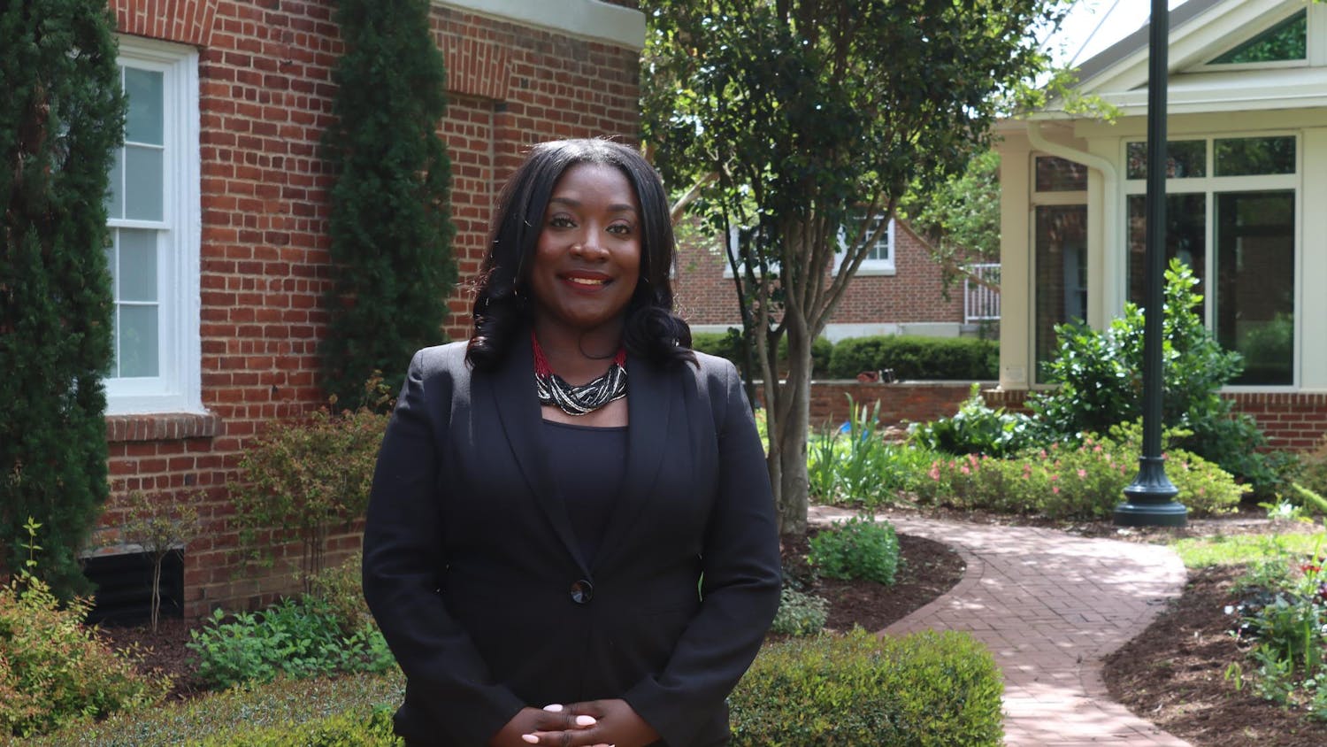 Dr. Rushonda James, the assistant dean of student success for the College of Information and Communications, stands for a portrait in front of the School of Journalism and Mass Communication on April 10, 2024. James believes that women can be successful in any career path they choose.