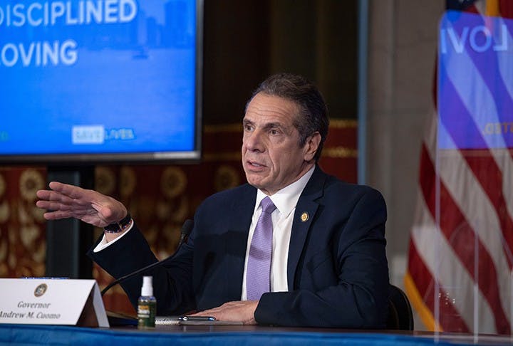 New York Gov. Andrew Cuomo speaks in January 2021.