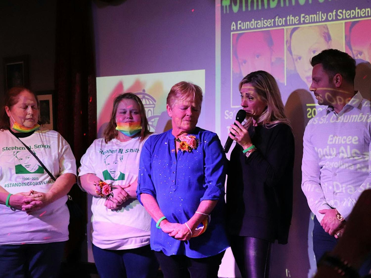 Sandy Smith (center) stands beside her daughter Stephanie Smith (left) and Susanne Andrews (right), a organizer of the #StandingforStephen event. The event was a fundraiser held at the Capital Club for the family of Stephen Smith, an openly gay 19-year-old who was killed in what was declared an unsolved hit and run in 2015. Stephen’s case was reopened earlier this year “based upon information gathered during the course of the double murder investigation of Paul and Maggie Murdaugh,” according to a statement by SLED.