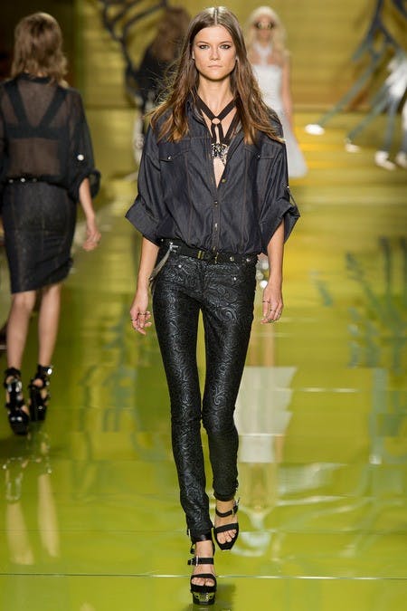 	Versace sent classic punk skinny jeans down the runway.