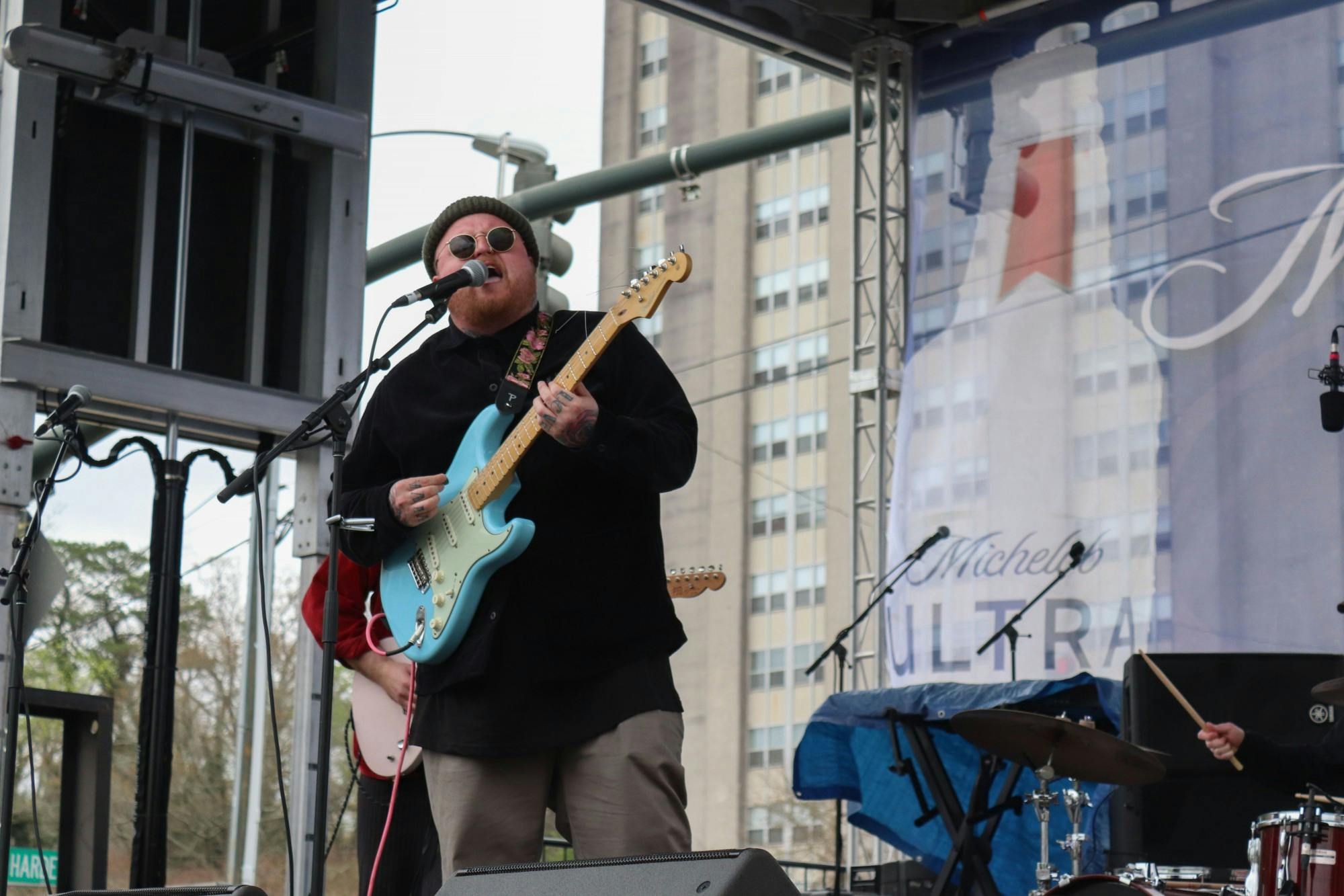 The singer of The Lottery Winners, a British band, performs at the 40th Annual St. Pats in 5 Points.