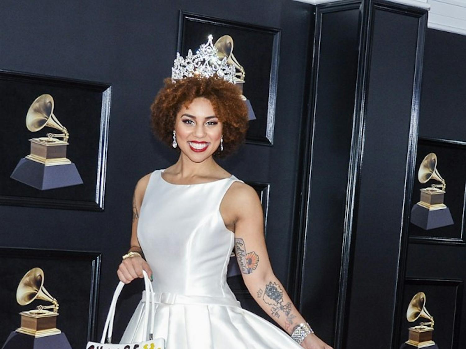 Joy Villa arrives at the 60th Annual Grammy Awards red carpet on Sunday, January 28, 2018 at Madison Square Garden in New York City, N.Y. (Anthony Behar/Sipa USA/TNS)