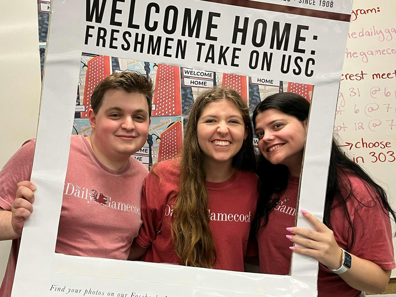 Sydney Dunlap, The editor-in-chief of The Daily ɫɫƵ, poses with her managing editors, Will Kronsberg and Kate Robins on Monday, Aug. 21. Dunlap is starting her second semester as the paper's editor-in-chief.