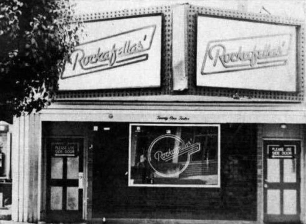 <p>The front entrance of the now-closed Rockafella's. The space was a live music venue before becoming Jake's Bar &amp; Grill in the early 2000s.</p>