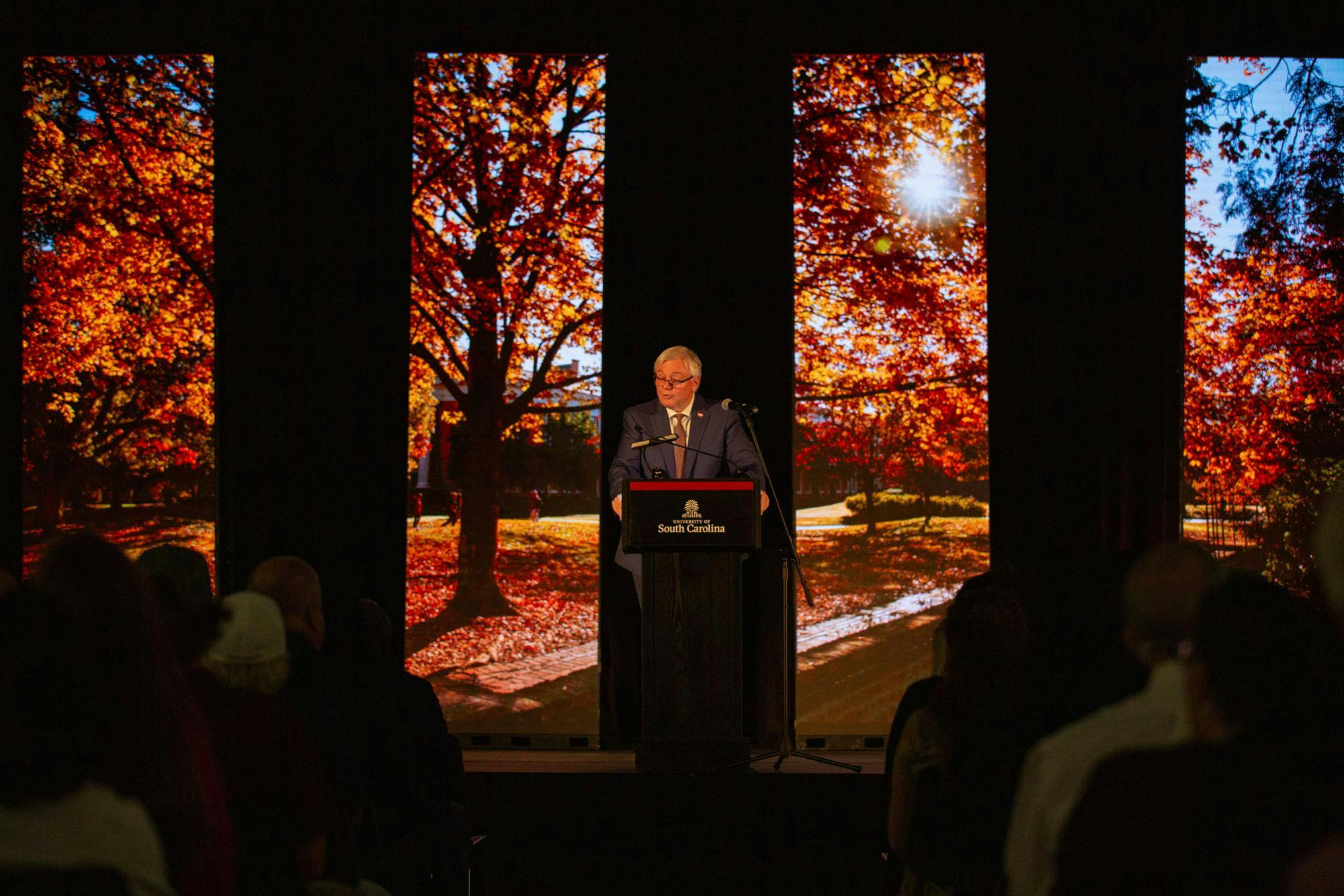 President Michael Amiridis delivers his State of the University Address in the Russell House Ballroom on Sept. 11, 2024. Faculty, students and staff gathered in the ballroom to hear Amirdis reflect on the universities accomplishments.