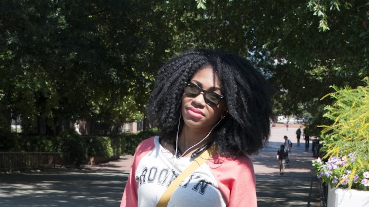 Ayana Tesfa, a fourth-year sociology major, got her shoes from Nike, top from Forever21, bag from Target, and jeans from a boutique in New York.