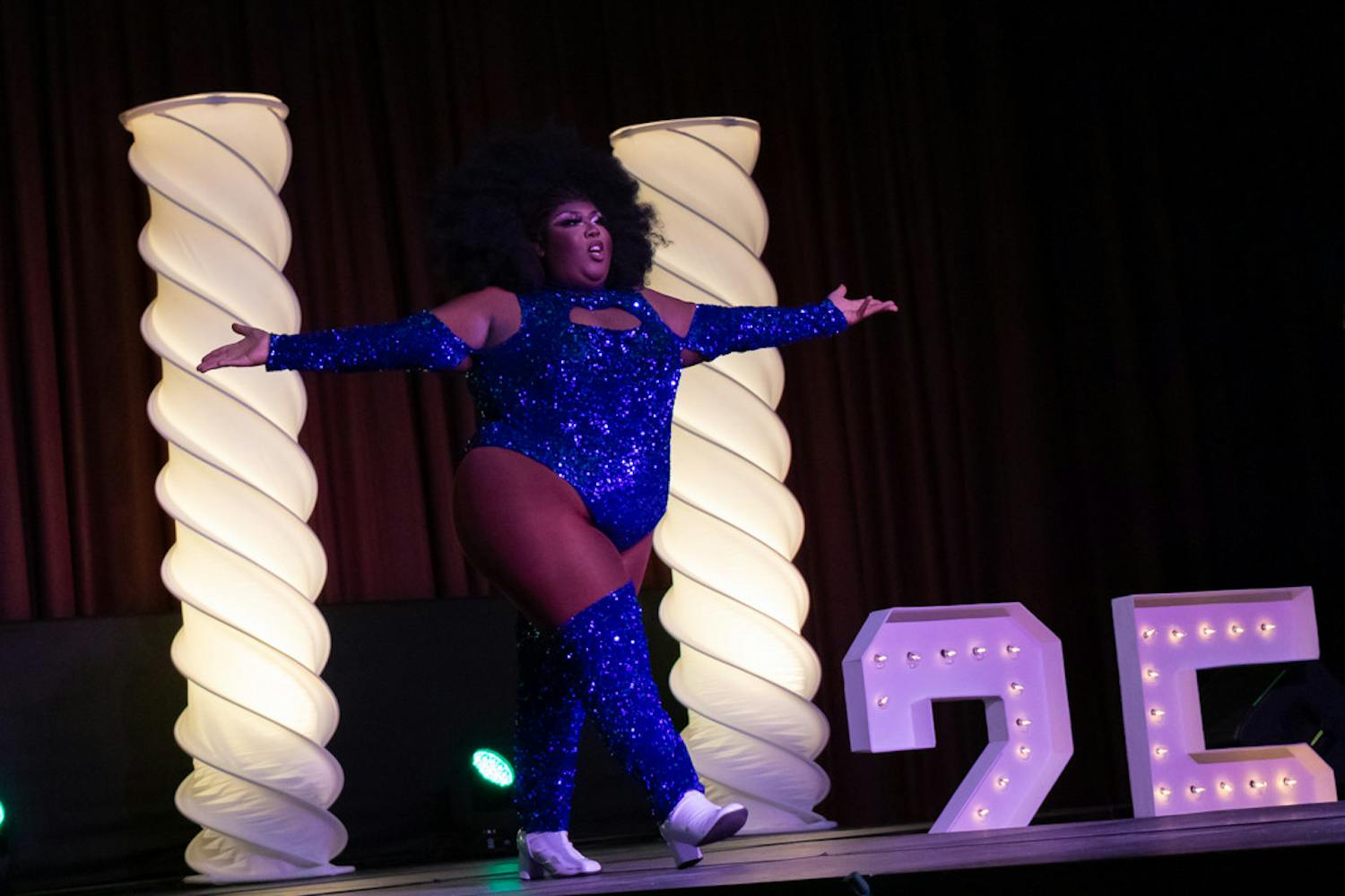 Kenya Pleaser struts down the runway of the Birdcage drag show. The event was organized by Carolina Productions and IRIS on April 12, 2023.