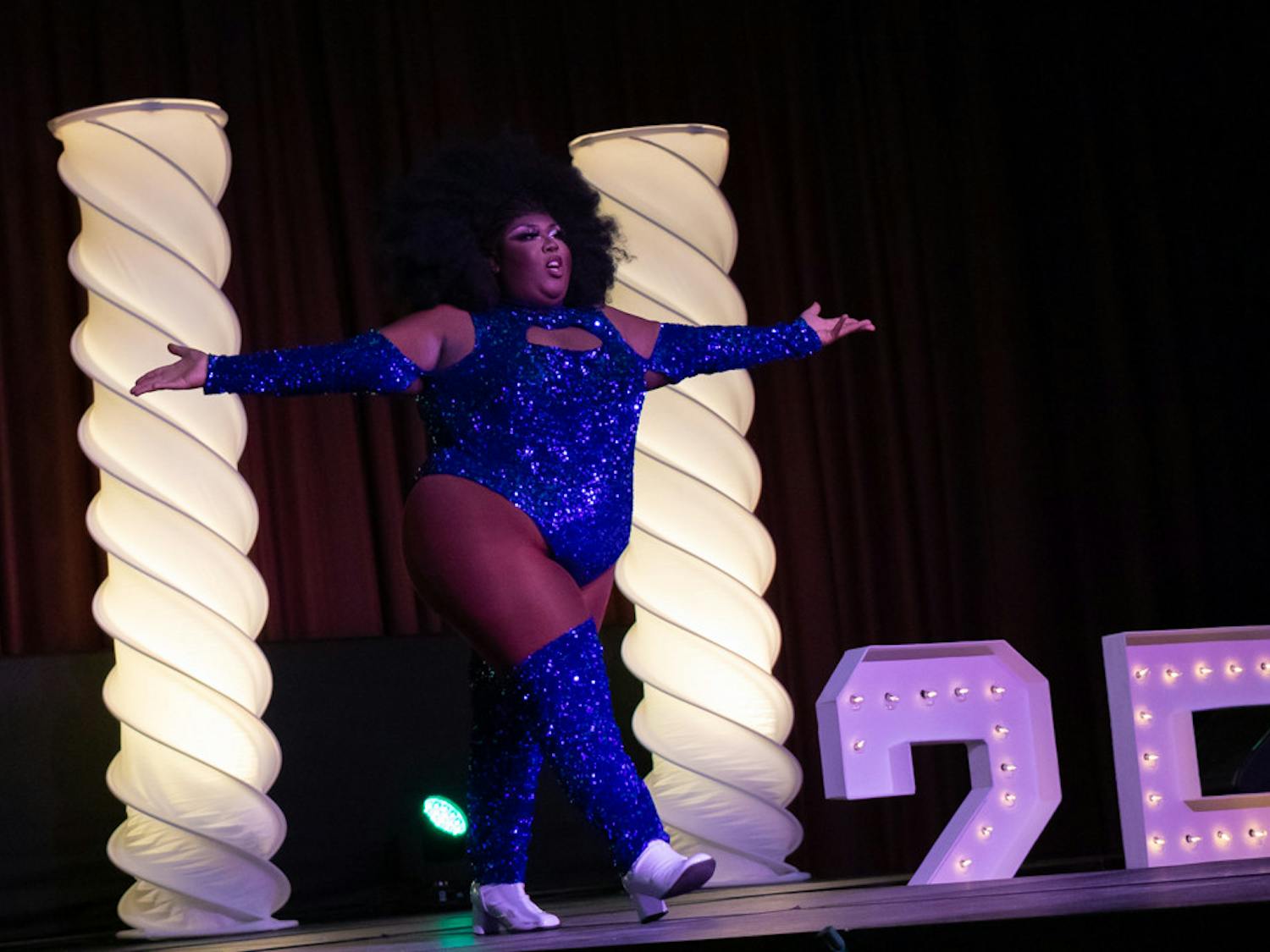 Kenya Pleaser struts down the runway of the Birdcage drag show. The event was organized by Carolina Productions and IRIS on April 12, 2023.
