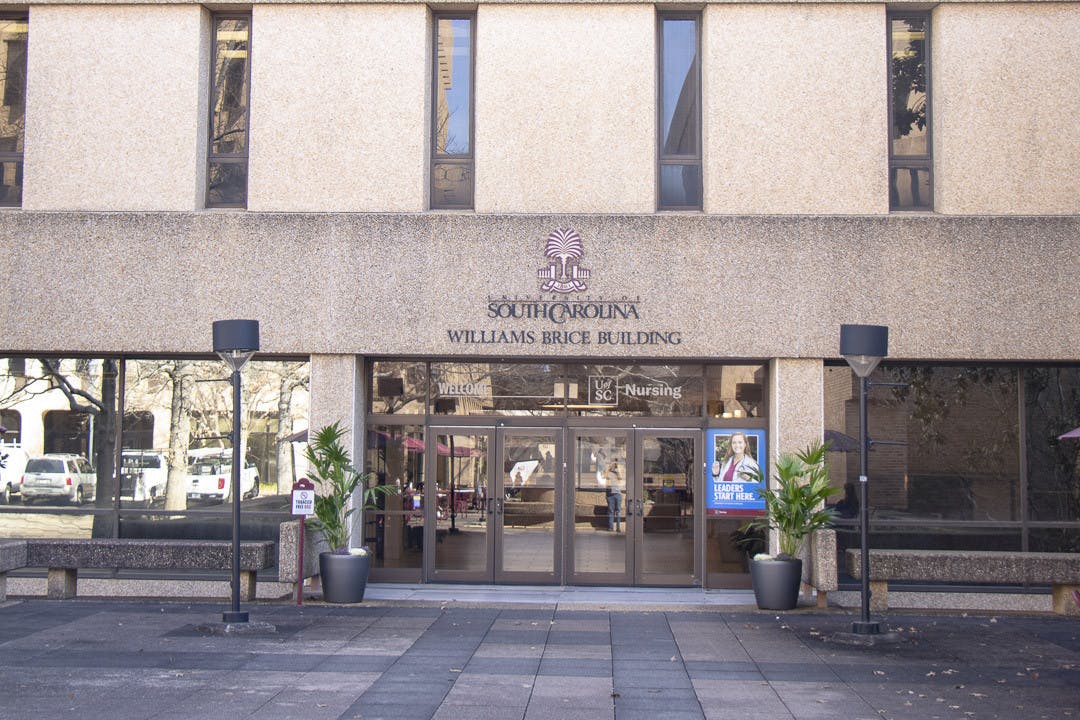 The north entrance of the Williams-Brice Building on Feb. 14, 2023. The Williams-Brice building is home to USC's College of Nursing. The online graduate nursing program offered at South Carolina has been named the leading program in the nation for the third year by U.S. News and World Report.