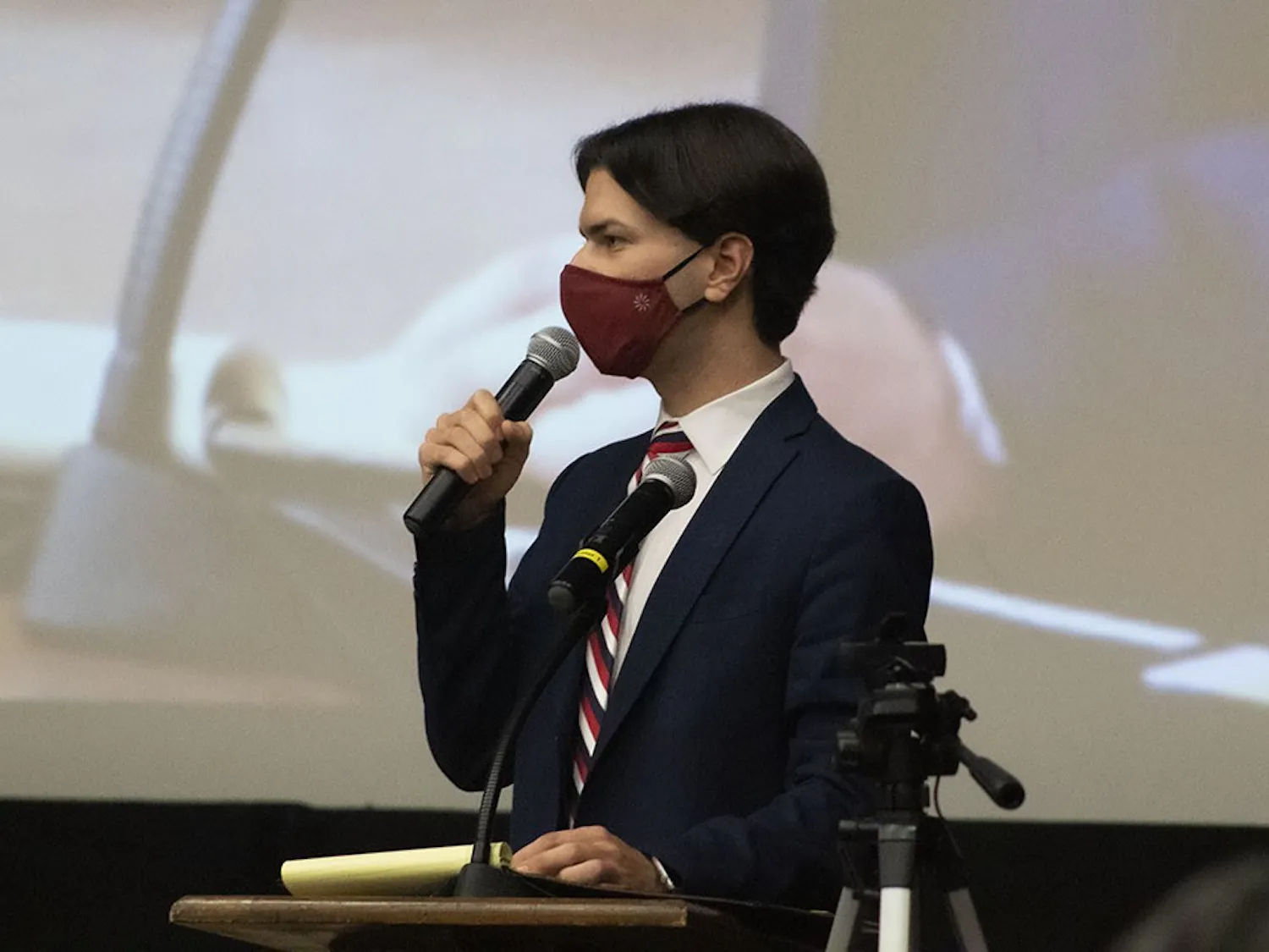  Pro Tempore of the Senate, Sawyer McDuffie addresses the crowd Wednesday evening Sept. 23 2020. 