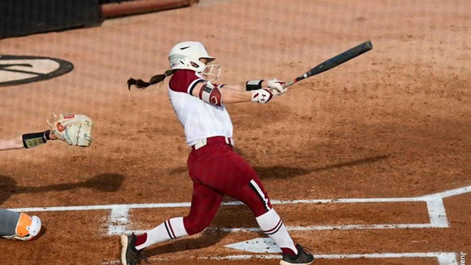  Graduate student infielder Mackenzie Boesel swings at a ball pitched by the opposing 