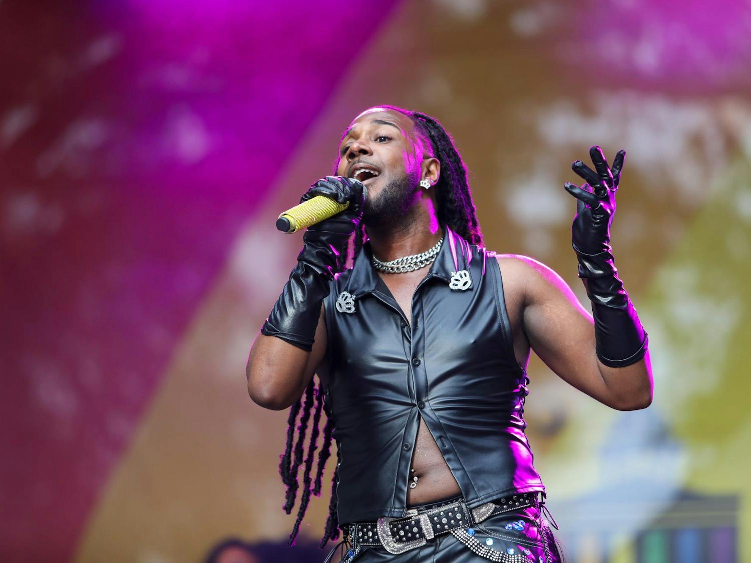 South Carolina musician Daya Carter sings while performing at the Famously Hot SC Pride Festival on Oct. 4, 2025. Carter released a new single, "All on Me," the previous day.