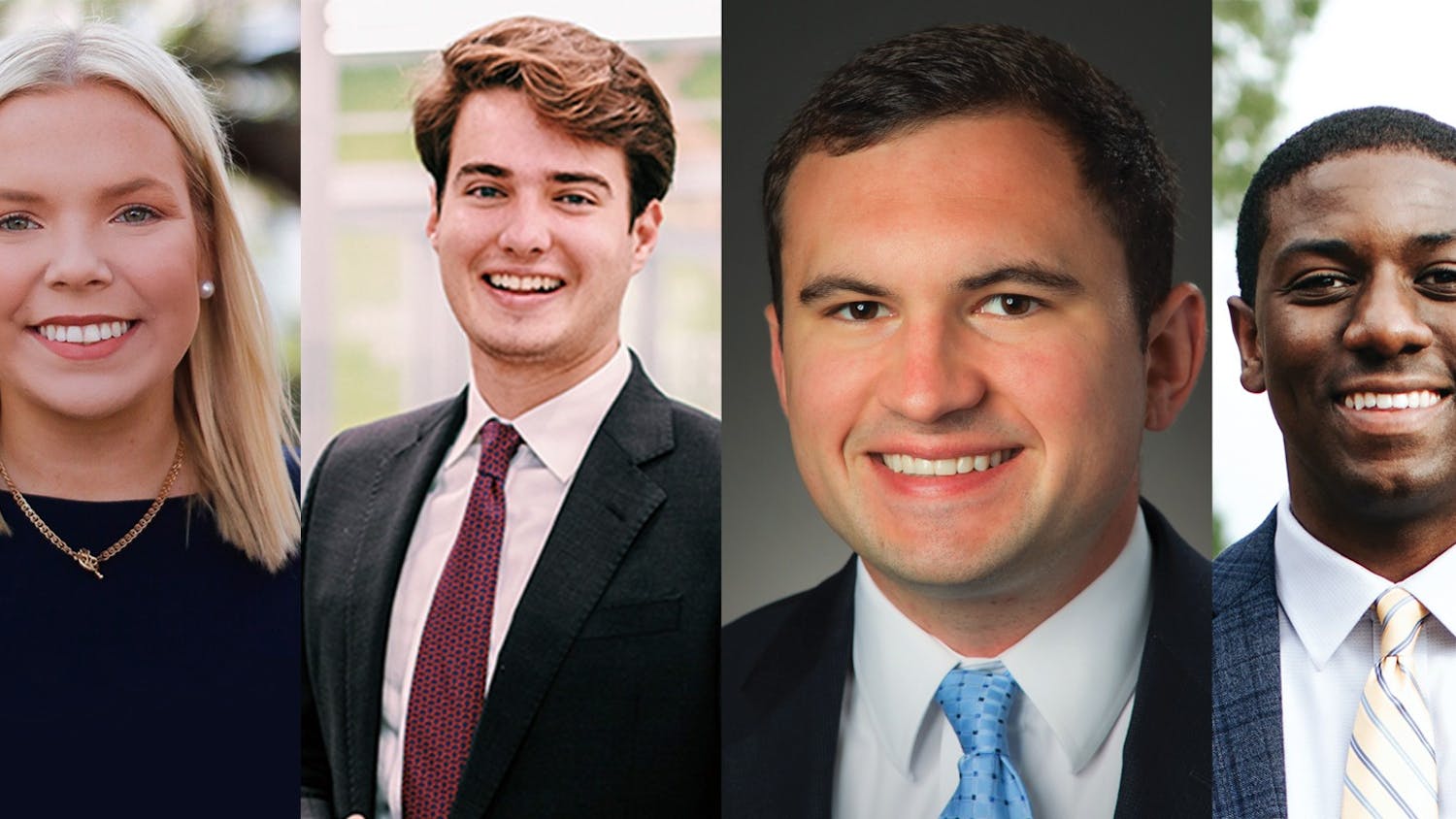 Former student body presidents, from left to right: Issy Rushton, 2020-2021; Luke Rankin, 2019-2020; Ross Lordo, 2017-2018; Taylor Wright, 2018-2019.