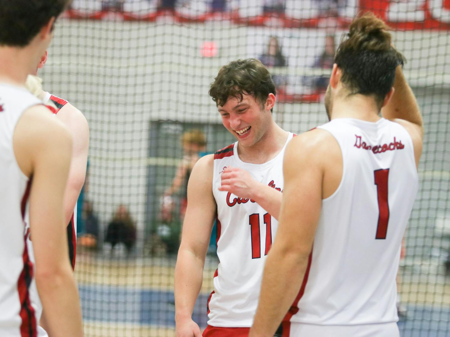 Alvernia University transfer Brady Correll makes his way to the net with senior opposite Robert Morrill to kick off another round of pool play with the Gamecocks A team. Although the Gamecocks hosted a full-day tournament, the A team and Garnet still made a competitive appearance at Wake Forest. 