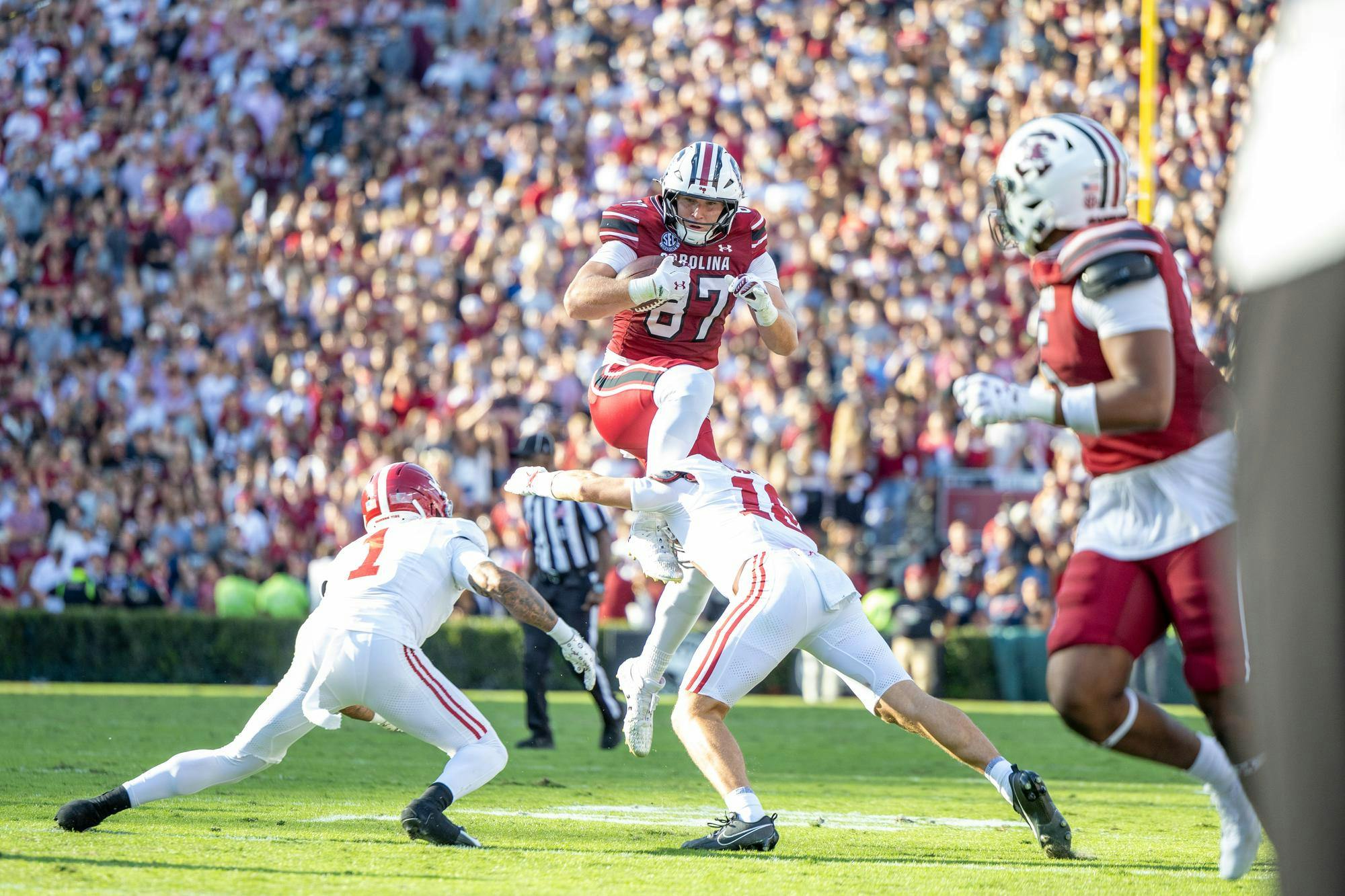 South Carolina lost to No. 4 Alabama 29-22 on Oct. 25, 2025, at Williams-Brice Stadium. The Gamecocks scored two touchdowns and three field goals against the Crimson Tide, eventually losing an eight-point lead in the fourth quarter. Redshirt sophomore quarterback LaNorris Sellers threw for 222 yards, earning a 56% completion rate and scoring one of the team's touchdowns. South Carolina moves to 3-5 (1-5 SEC) on the season, and they will face the Ole Miss Rebels next in Oxford, Mississippi, on Nov. 1.