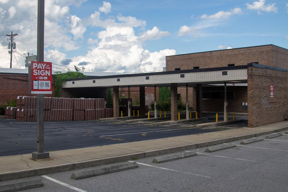 <p>The outside of the former Wells Fargo building in the middle of Five Points on July 21, 2024. The City of Columbia announced there would be new developments in the Five Points area.</p>