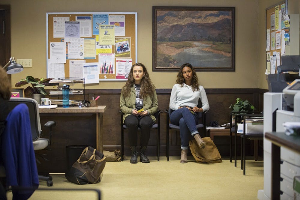 Katherine Langford, left, and Alisha Boe play frenemies in the Netflix series &quot;13 Reasons Why.&quot; (Beth Dubber/Netflix)