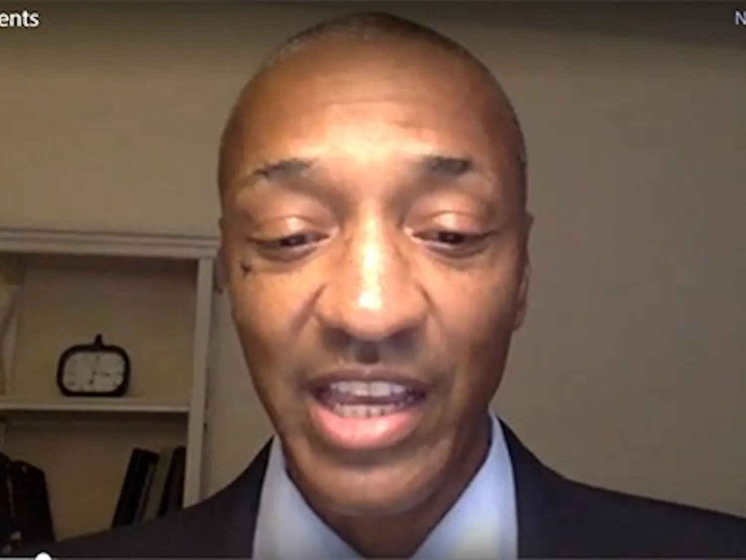 Provost William F. Tate speaks during the virtual town hall Tuesday.