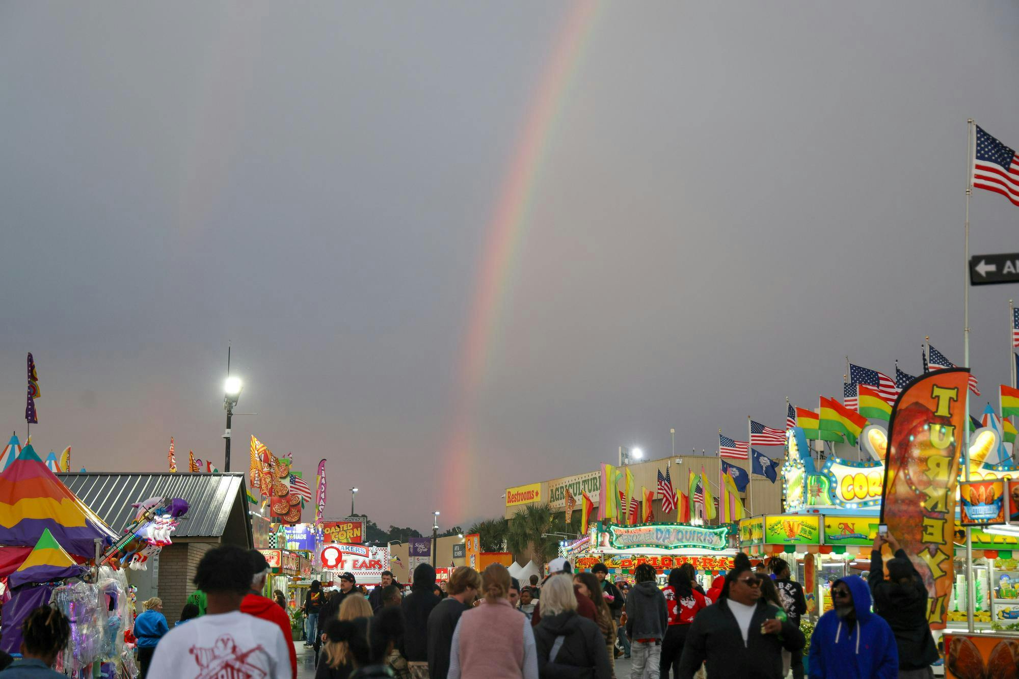 A rainbow arches over the South Carolina State Fair on Oct. 11, 2025. The fair will run from Oct. 8 to Oct. 18, and tickets can be purchased online, at the gate or at participating Circle K stores.