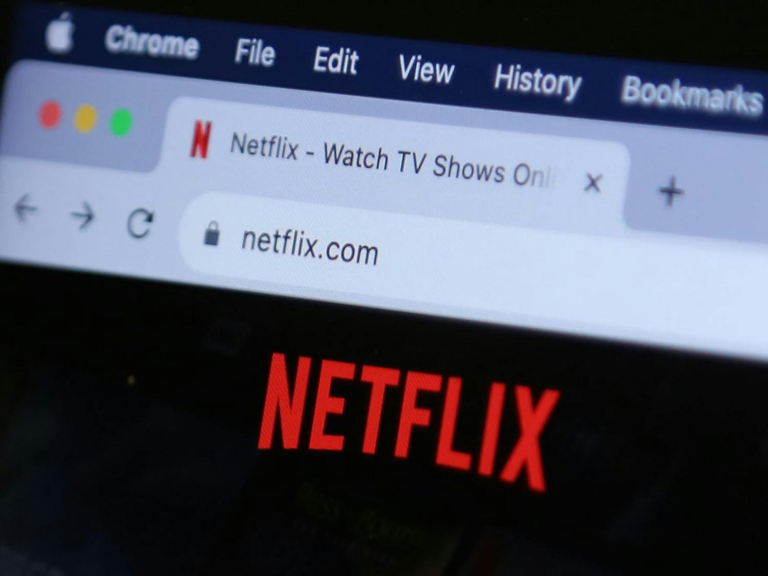 A photo illustration of a computer screen showing a tab open for Netflix on Oct. 5, 2023. Sex Education, a Netflix original show, premiered its final season on Sept. 21.