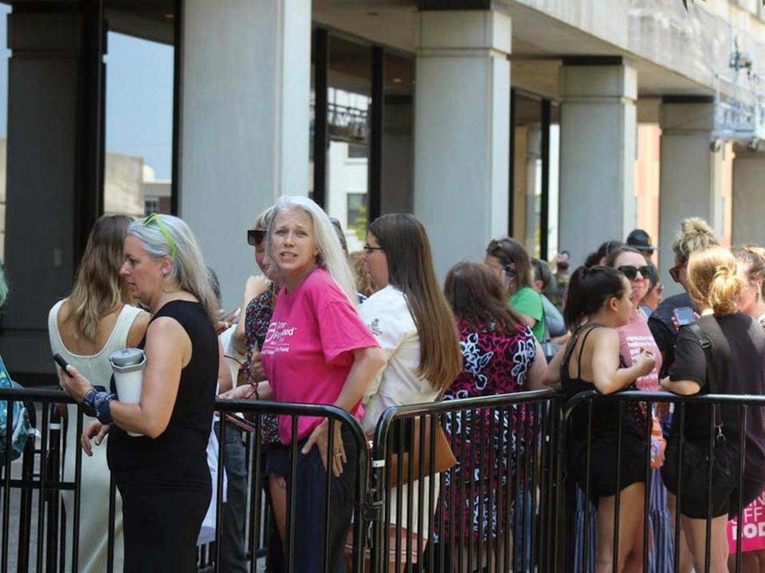 A crowd gathered outside the building where a special House committee met to decide the future of abortion in South Carolina. The committee heard testimony from the public July 7, 2022.