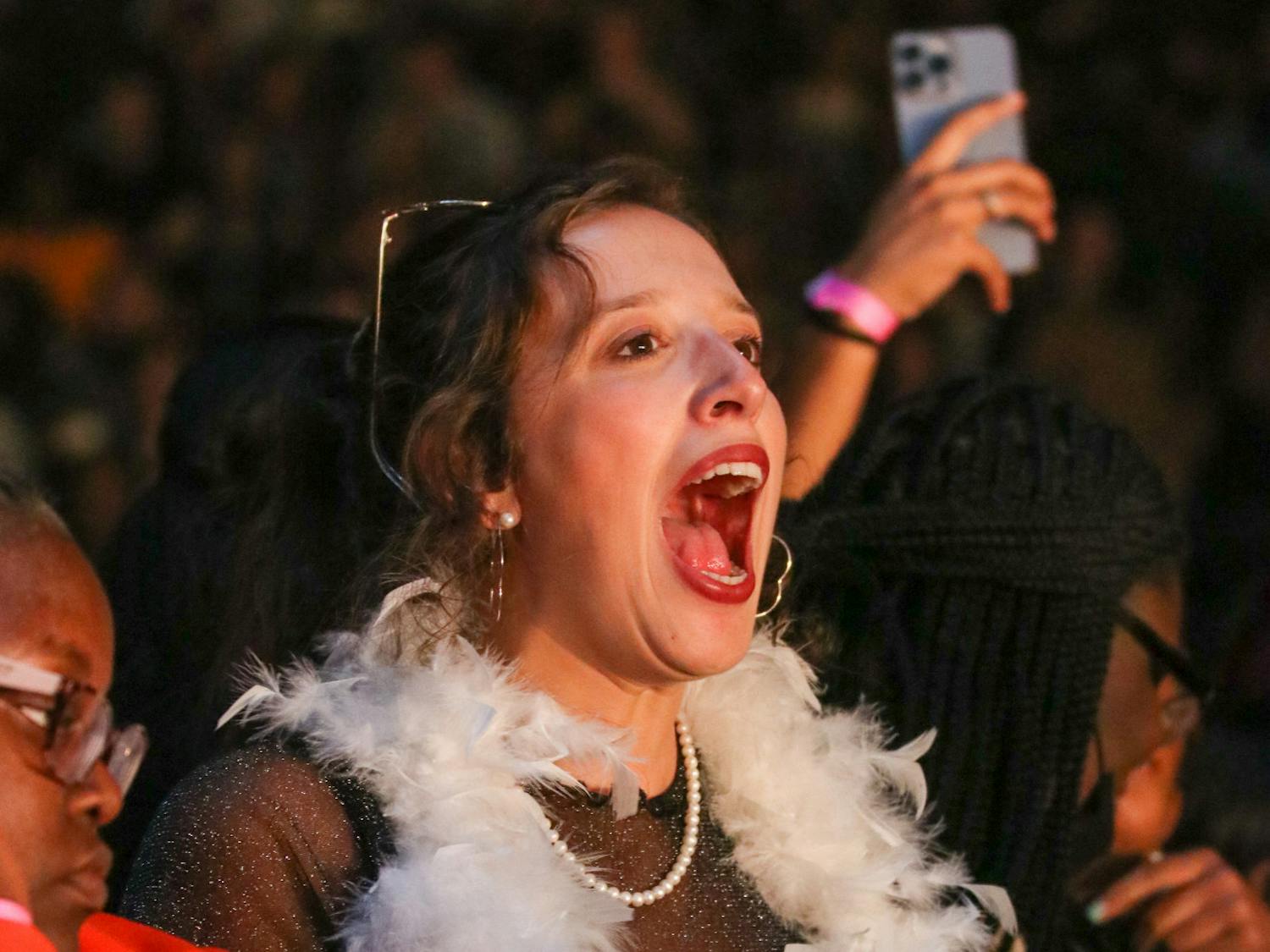 Audience members watching T-Pain perform at Cockstock on Oct. 21, 2022. Cockstock is a part of USC's homecoming week and is put on by Carolina Productions.