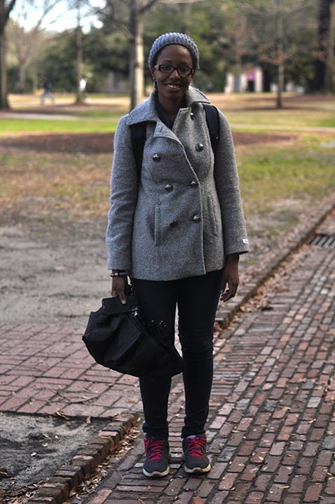 "[Last spring] was my first time seeing snow. I'm from Miami and Haiti, and this is freaking cold."—Marsha Samson, a second-year Ph.D. epidemiology student from Haiti by way of Miami, Florida