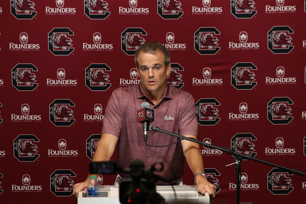<p>Gamecock football head coach Shane Beamer addresses the media regarding last week’s game vs. Mississippi State and this week’s game at Tennessee at the Gamecock Football Operations building on Sep. 26, 2023. Beamer spoke about the challenges facing the team, such as playing a night game at Neyland Stadium and the injury status of various players.&nbsp;</p>