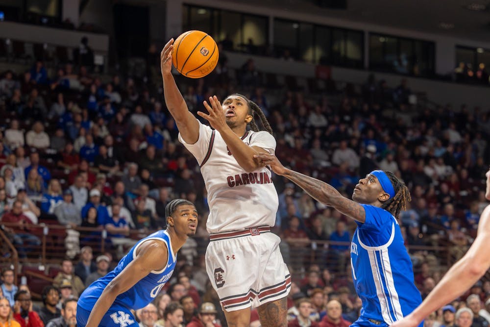 <p>Redshirt senior guard Meechie Johnson performs a layup during the game against Kentucky on Feb. 24, 2026. Johnson made three steals, his highest of the season.</p>