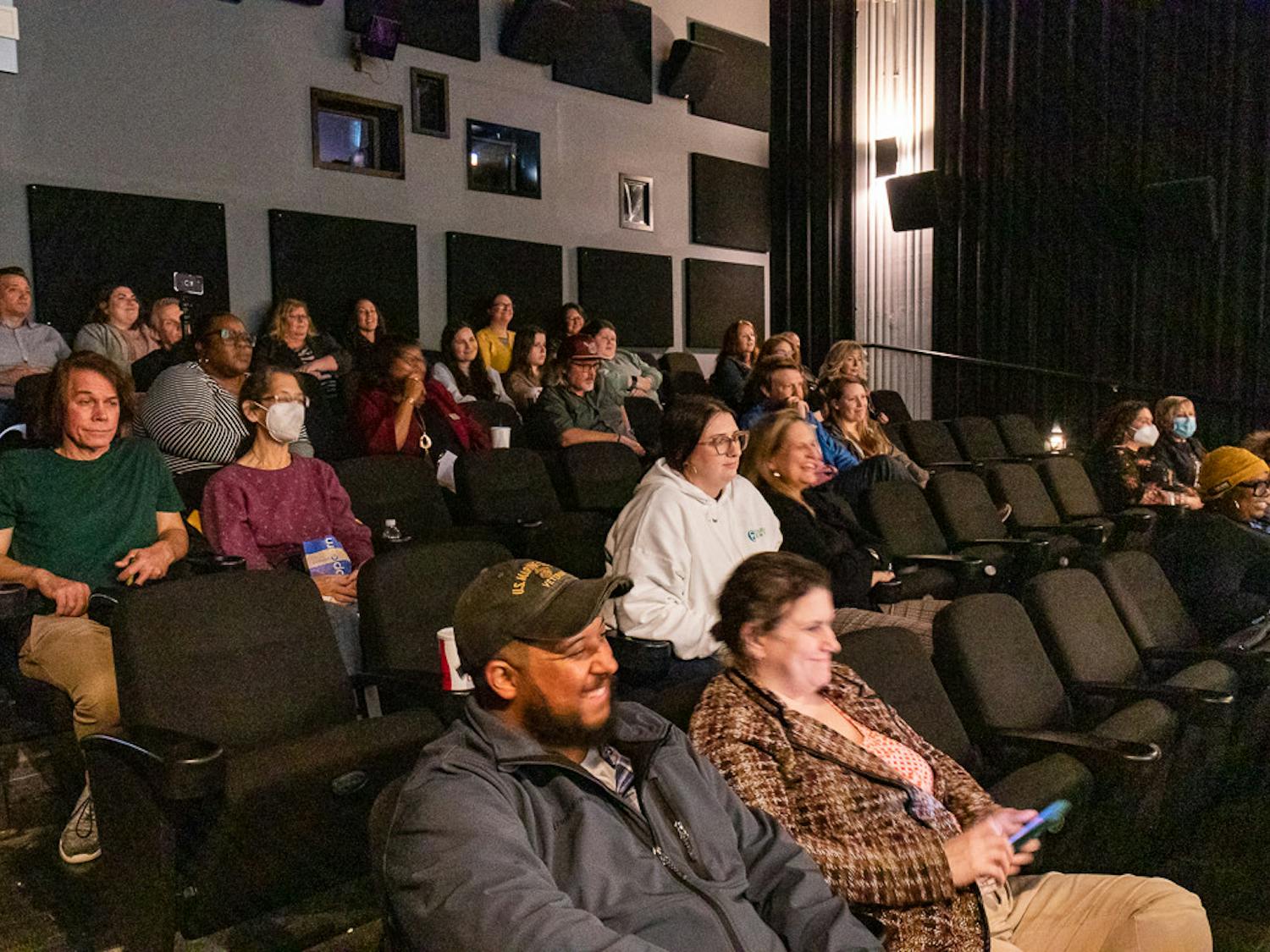 Members of the crowd listen as panelists discuss the importance and proper use of Narcan after the screening of "Love in the Time of Fentanyl" at Nickelodeon Theater on Jan. 25, 2023. Narcan, the name brand of Naloxone, is used to reverse the effects of opioid overdose. It can be prescribed by any pharmacist in South Carolina and can be picked up from community distributors across the state, which can be found at wakeupcarolina.org.