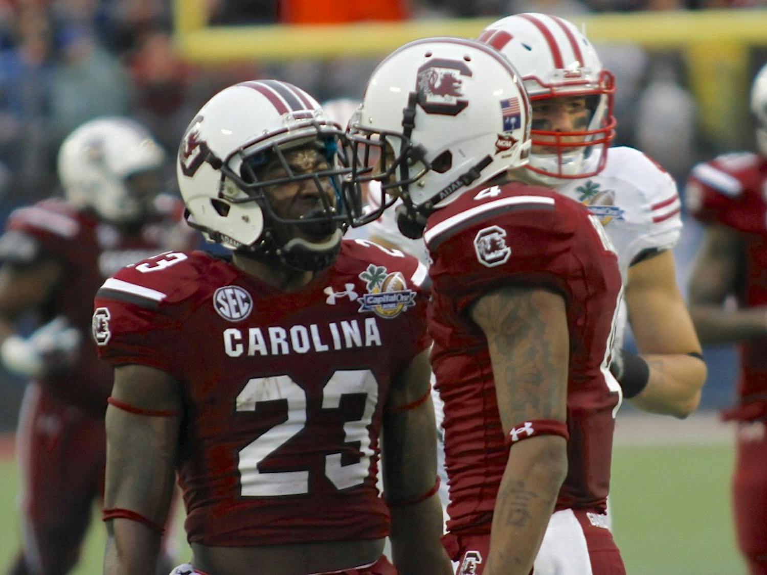 	Junior wide receiver Bruce Ellington and sophomore wide receiver Shaq Roland combined for twelve receptions and 232 yards through the air in South Carolina&#8217;s 34-24 victory over Wisconsin in the 2014 Capital One Bowl.