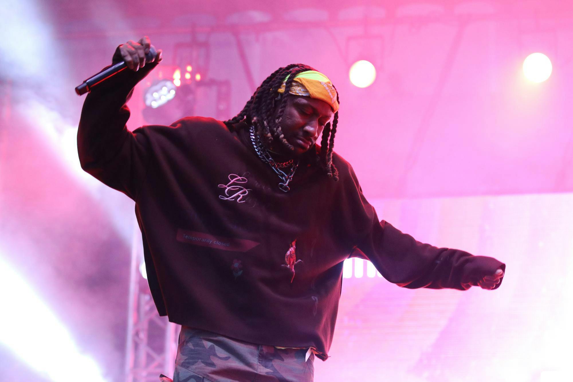 Charles “Scootie” Anderson dances on stage in his performance at Cockstock at the University of South Carolina. Anderson is one of two members of Social House, a duo featured in the Cockstock lineup on March 24, 2026.