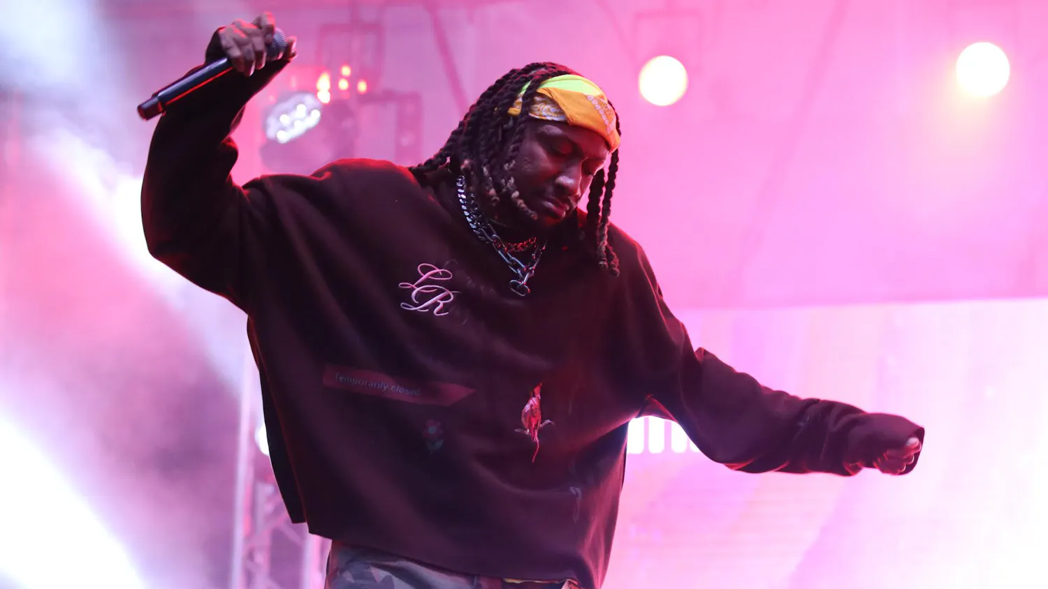 Charles “Scootie” Anderson dances on stage in his performance at Cockstock at the University of South Carolina. Anderson is one of two members of Social House, a duo featured in the Cockstock lineup on March 24, 2026.