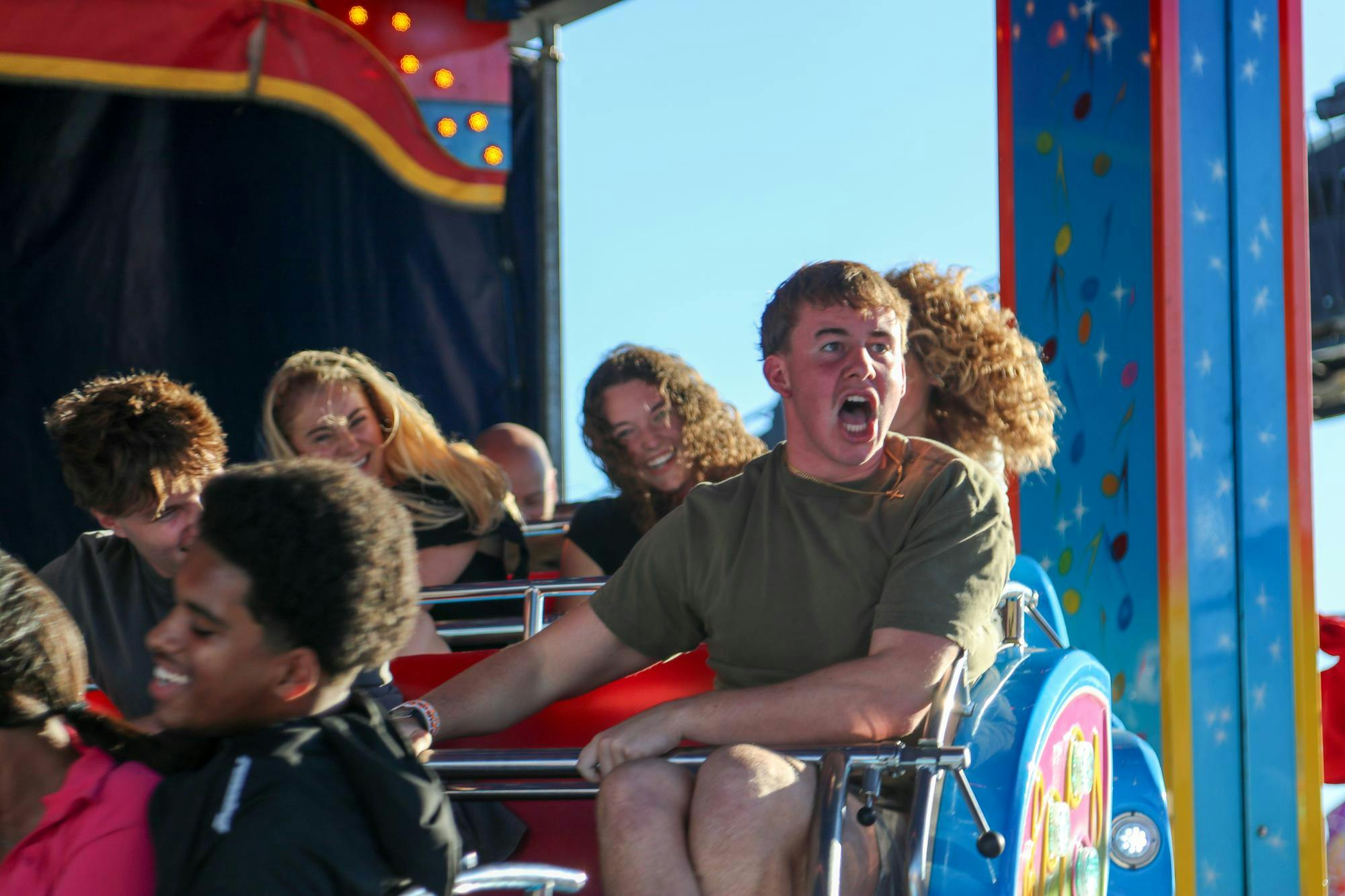 Cedarburg, Wisconsin, resident Nick rides one of the carnival rides at the South Carolina State Fair in Columbia, South Carolina, on Oct. 13, 2025. The State Fair offered more than 60 rides during this year's event.