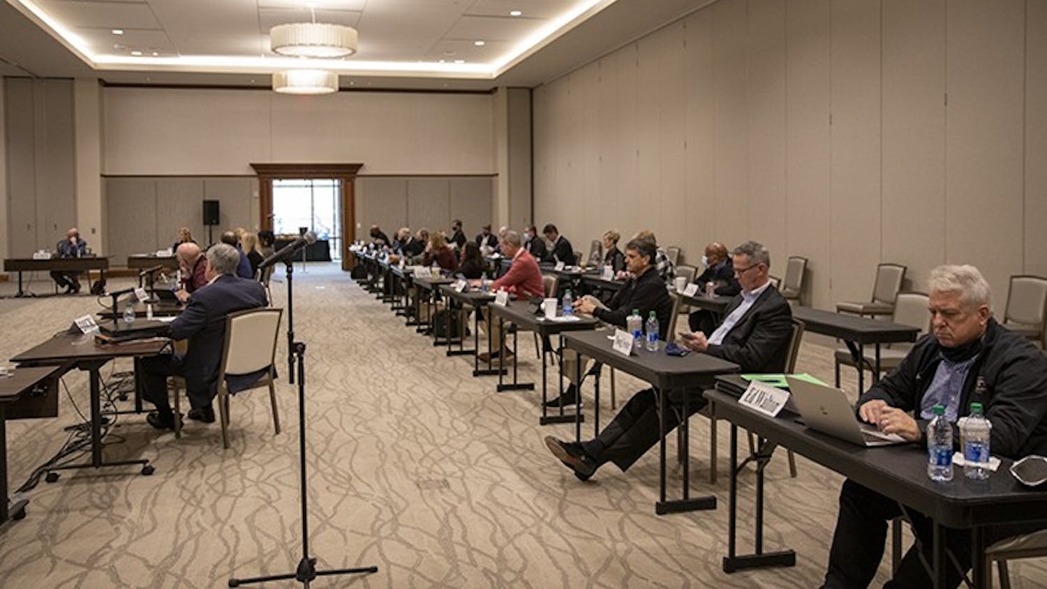 University of South Carolina board of trustee members meet at the Alumni Center during the 2021 board of trustees retreat to discuss issues, concerns and goals for the 2021 year.