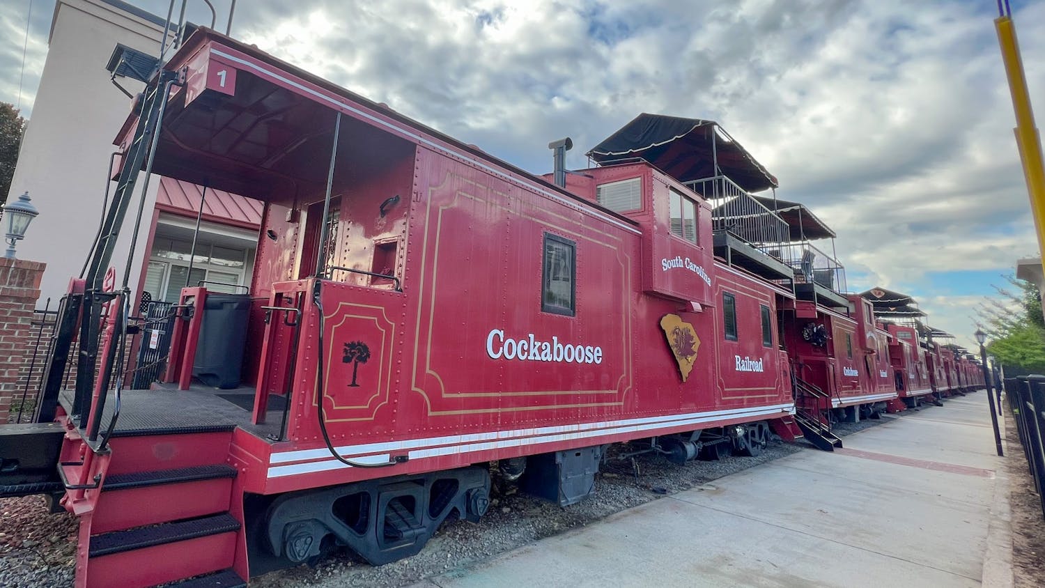 The Cockaboose railroad has 22 cars, and can be found behind Williams-Brice Stadium. Fans gather here during tailgating before home football games. 
