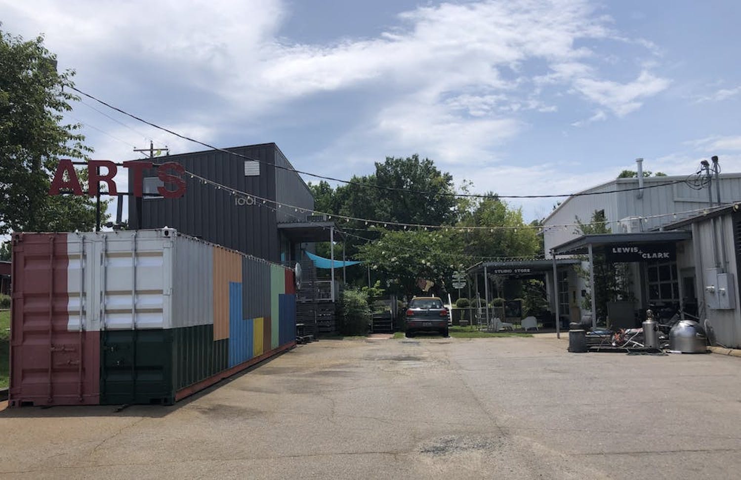 FILE—A photo of three art studios on the corner of Huger and Pendleton Street on June 21, 2021. The three art studios share the goal of providing an art district to the Vista.