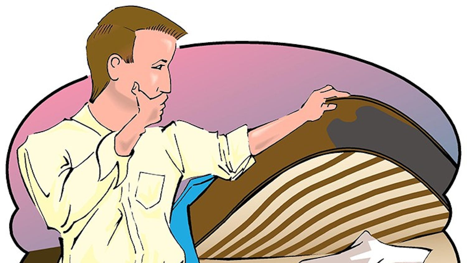 300 dpi Cliff Blair illustration of man hiding money under a mattress. The Tallahassee Democrat 1994
krtnational national; krtworld world; krt; krtcampus campus; mctillustration; 04000000; 04006018; FIN; krtbusiness business; krtfinancialservice financial services; krtintlbusiness; krtnamer north america; krtpersonalfinance personal finance; krtusbusiness; u.s. us united states; bank; mattress money; savings & loan savings and loan; ta contributed blair; 1994; krt1994