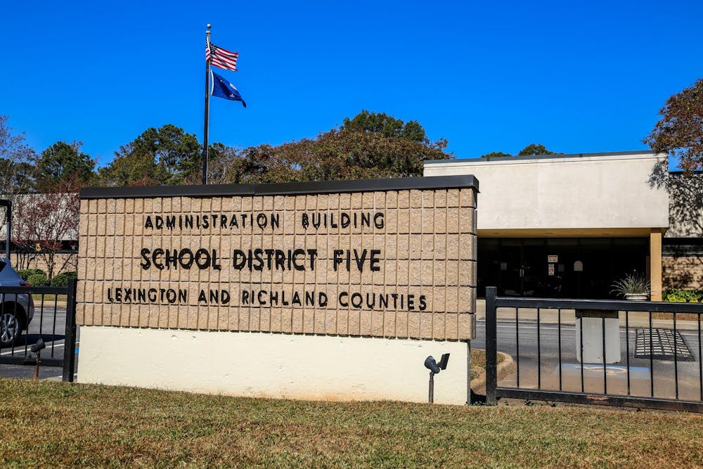 <p>The district office for Lexington-Richland School District Five located at 1020 Dutch Fork Rd. in Irmo, South Carolina on Nov. 7, 2023. Lexington-Richland Five is one of several local school districts that recently voted to join a federal lawsuit against tech company Meta.</p>