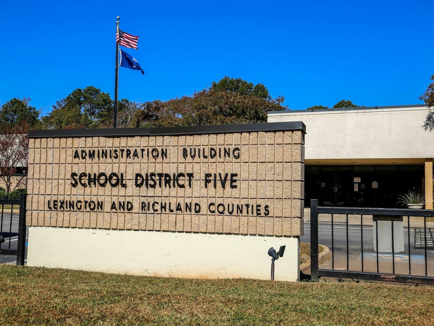The district office for Lexington-Richland School District Five located at 1020 Dutch Fork Rd. in Irmo, South Carolina on Nov. 7, 2023. Lexington-Richland Five is one of several local school districts that recently voted to join a federal lawsuit against tech company Meta.