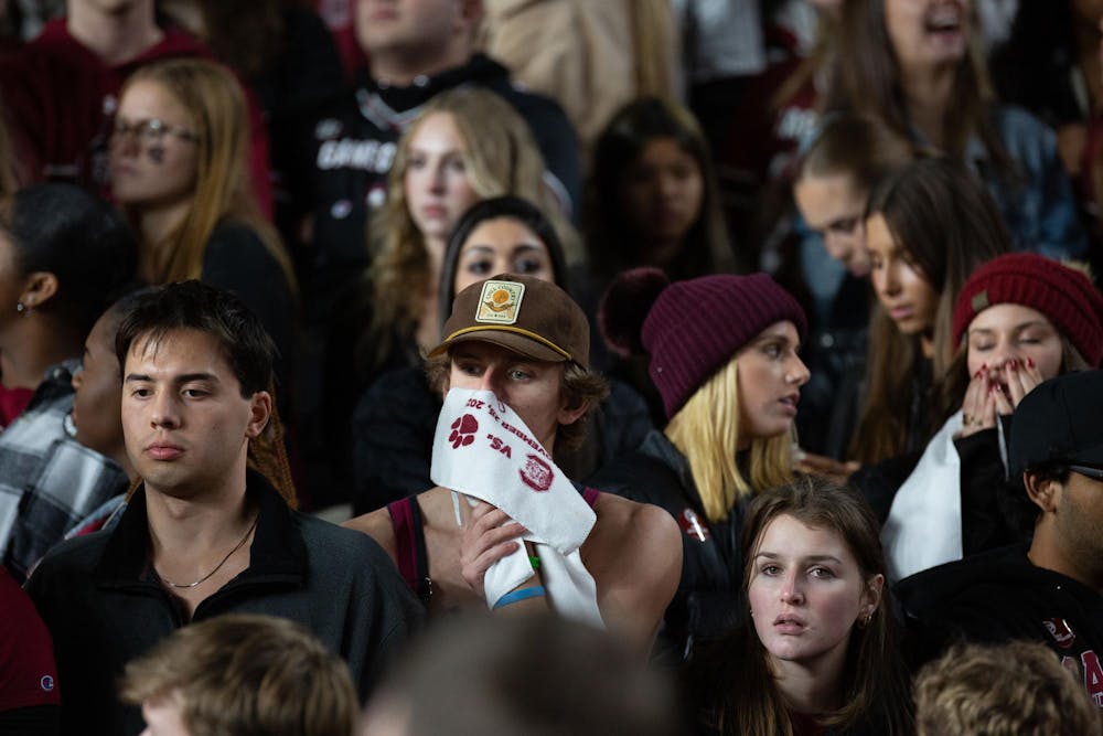<p>FILE - The Cockpit student section begins to lose hope as Clemson locks down the Gamecocks’ defense on Nov. 26, 2023. The Gamecocks hoped to win back-to-back Palmetto Bowls but fell 16-7 in the rivalry match-up.</p>