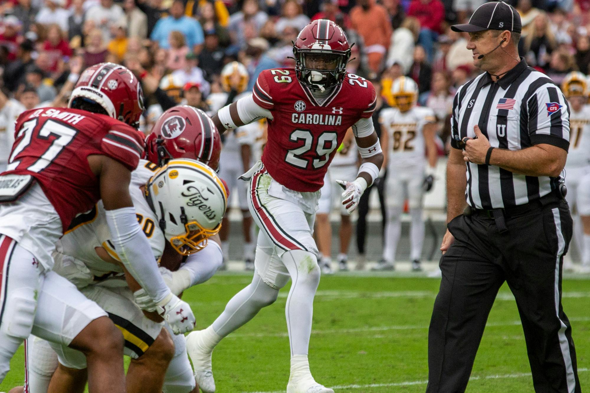Redshirt junior defensive back David Spaulding during South Carolina's game against Missouri on Oct. 29, 2022. South Carolina was defeated by Missouri 23-10.