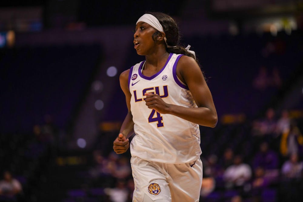 <p>FILE – LSU women's basketball junior guard Flau'Jae Johnson runs during LSU's 114-53 win against Xavier on Oct. 24, 2024, in the Pete Maravich Assembly Center in Baton Rouge, Louisiana.</p>